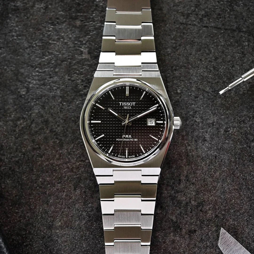 Tissot PRX Powermatic 80 Silver Stainless Steel Black Dial Automatic Watch for Men's