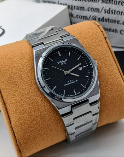 Tissot PRX Powermatic 80 Silver Stainless Steel Black Dial Automatic Watch for Men's