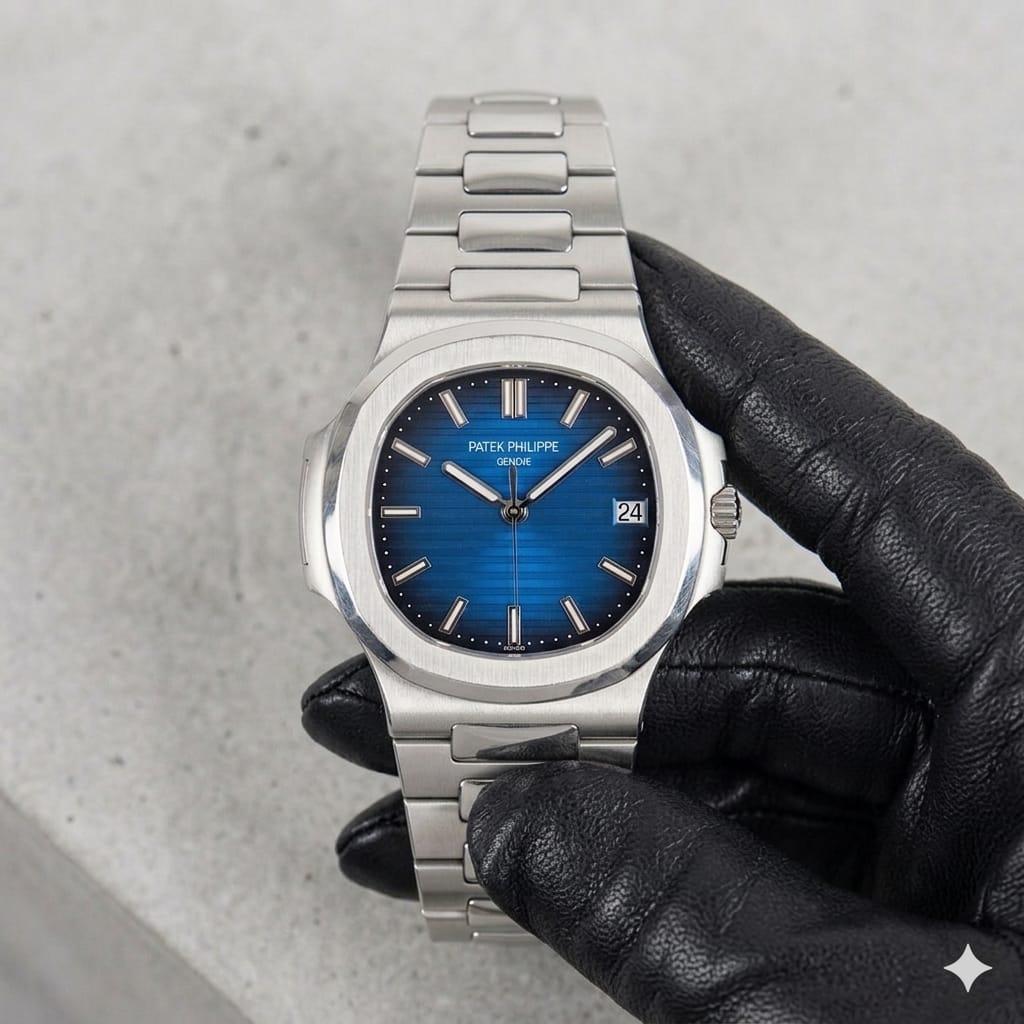 Patek Philippe Premium Silver Stainless Steel Men’s Watch with Blue Dial – Luxury Square Design Wrist Watch