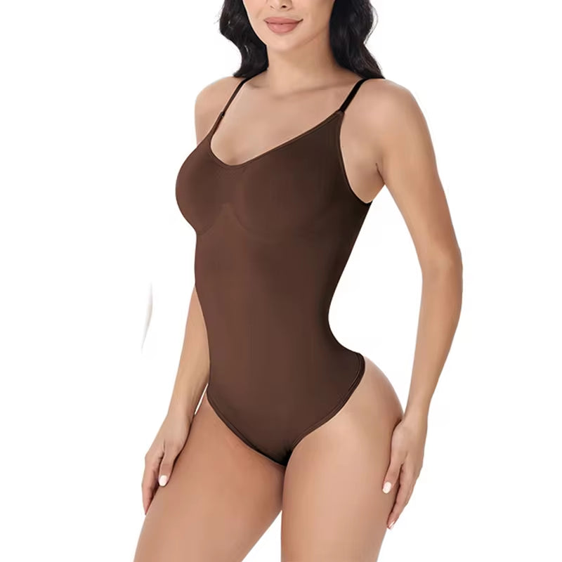 Snag the Ultimate V Neck Spaghetti Strap Bodysuit - The Perfect Compression Shapewear for a Flawless Figure! 💖✨ #BodyGoals #SuperSale