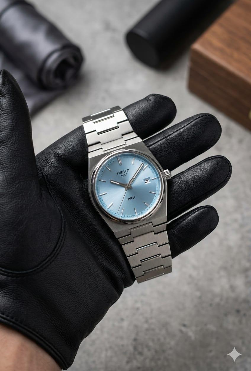 Tissot PRX Silver Stainless Steel Light Blue Dial Quartz Unisex Watch