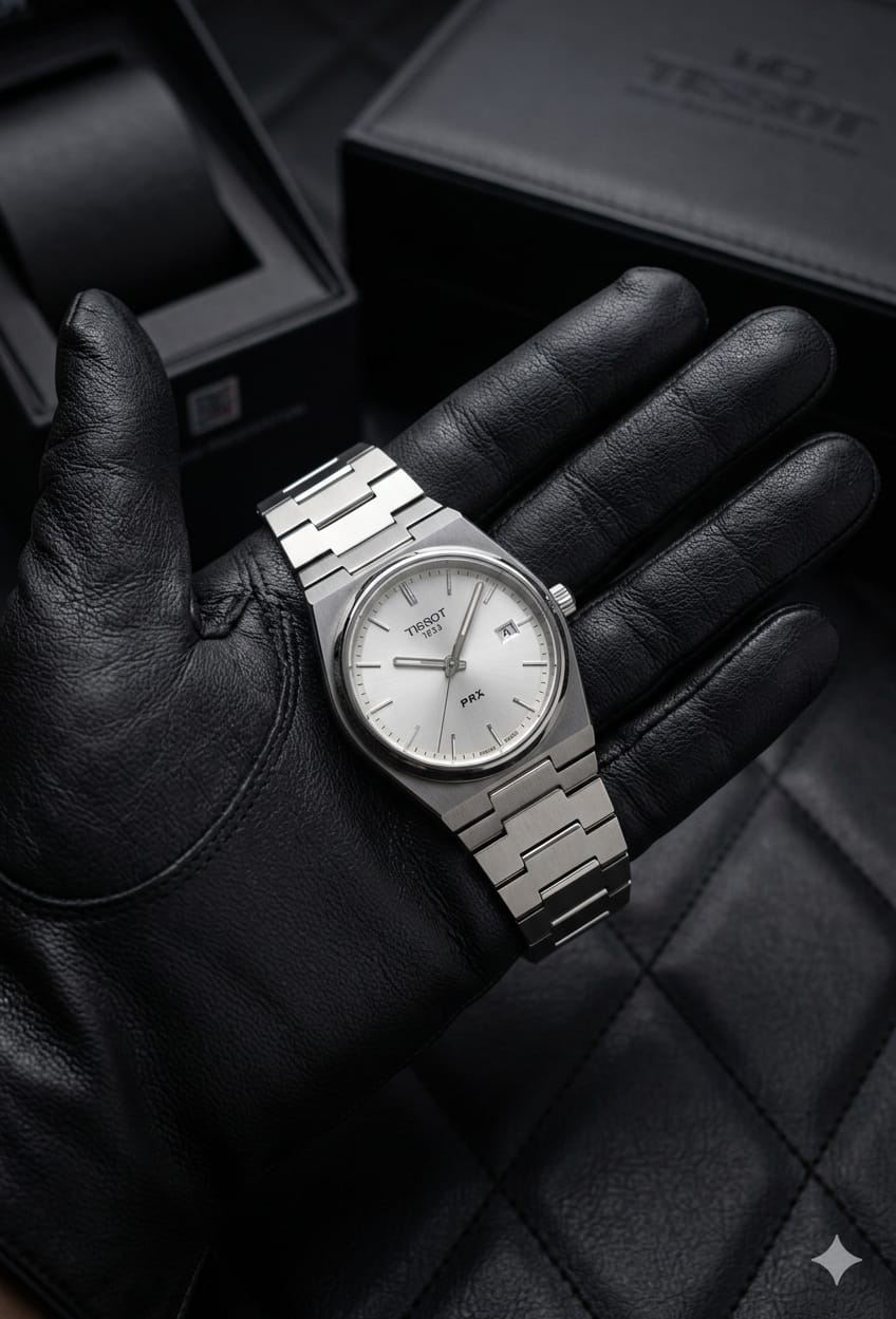 Tissot PRX Chain Watch White Stainless Steel Silver Dial Automatic Watch for Men's